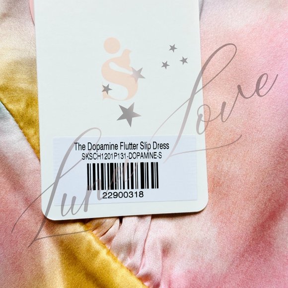 SELKIE The Dopamine Flutter Rainbow Slip Silk Dress NWT - Picture 6 of 12